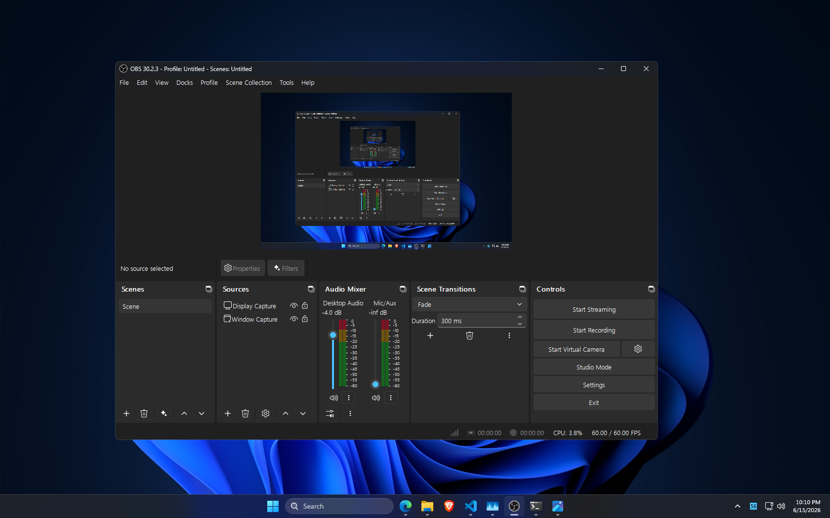 Fluent OBS Theme Screenshot Preview